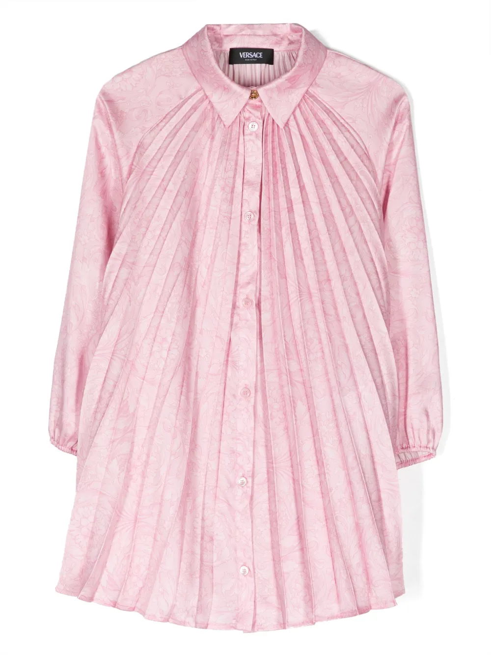 

Плиссированное платье с принтом Barocco Versace Kids, розовый