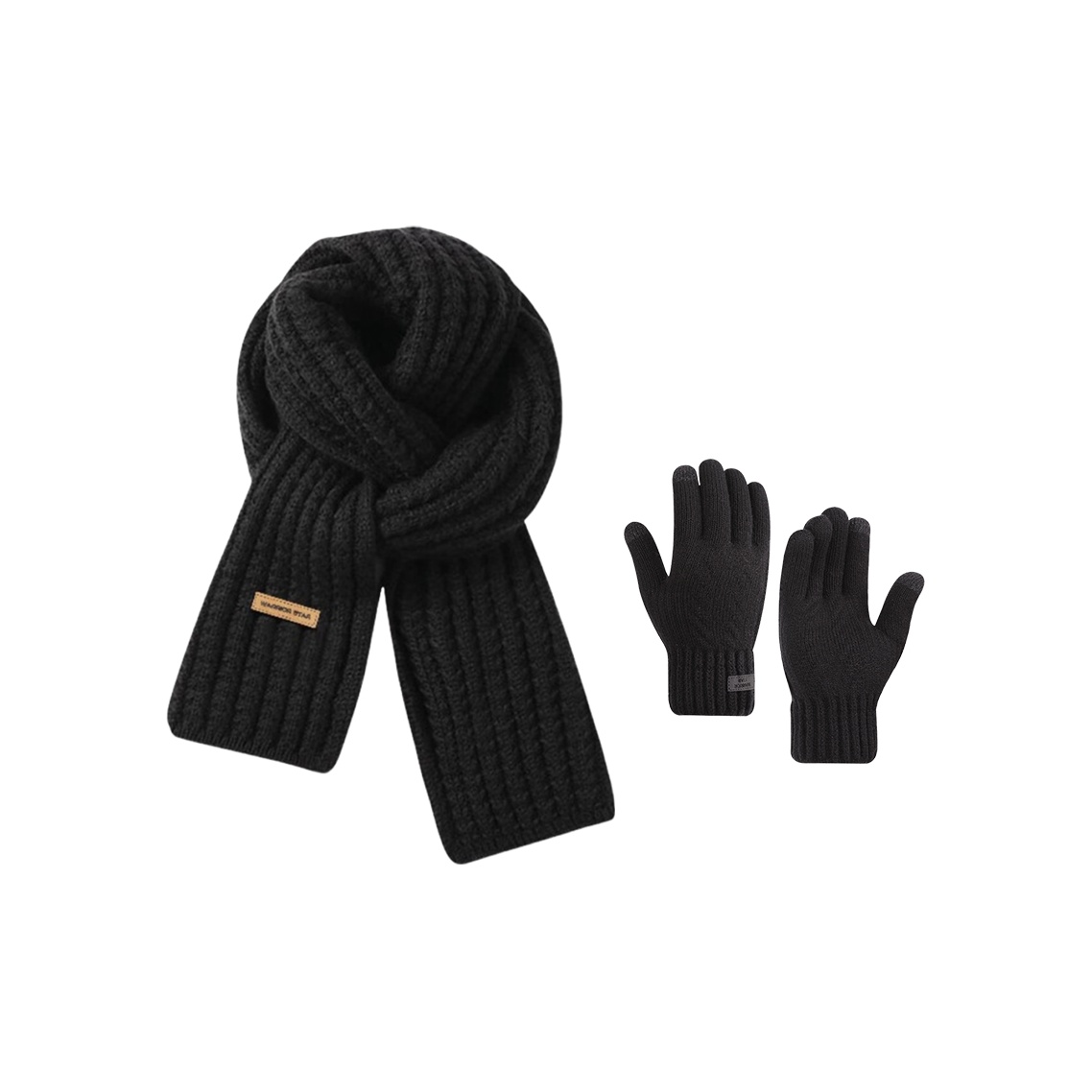 

WARRIOR Вязаный шарф унисекс, Black Scarf+Glove[Combo Set 1]