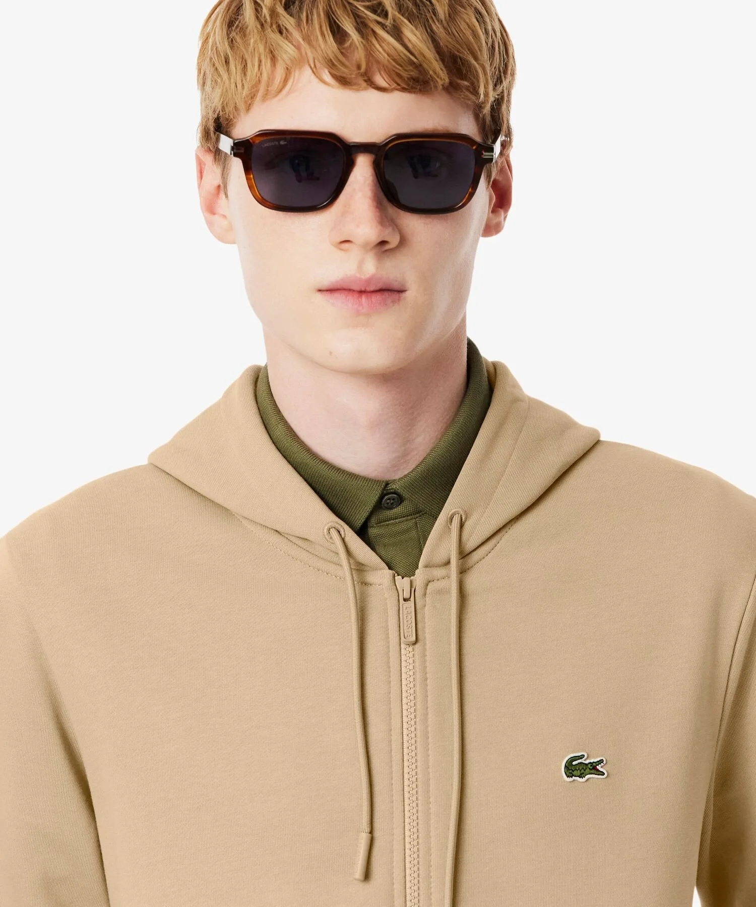 Толстовка с капюшоном на молнии Essential LACOSTE, Beige — фото 2