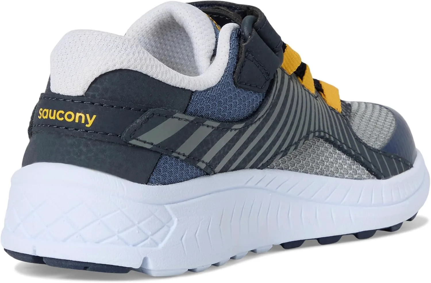 Кроссовки Saucony Unisex-Child Velocer a/C (маленький/большой ребенок), темно-синий/серый/желтый — фото 2