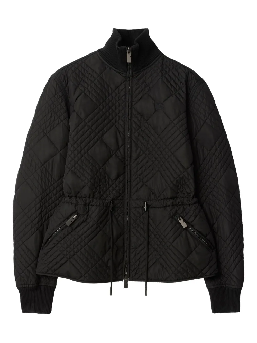 Куртка BURBERRY, женская, клетка с декоративной строчкой, черный
