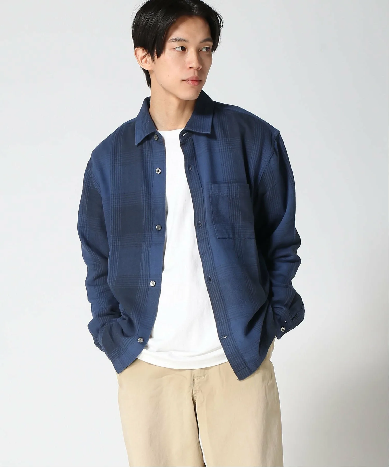 (U) Фланелевая рубашка свободного кроя GAP, NAVY_PLAID
