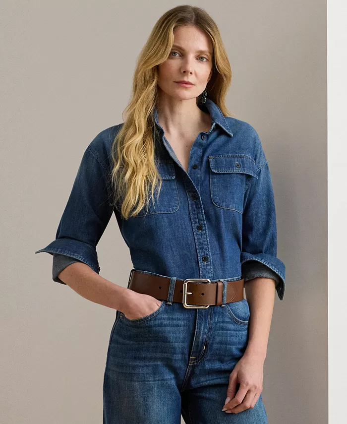 

Женская джинсовая рубашка Lauren Ralph Lauren, синий