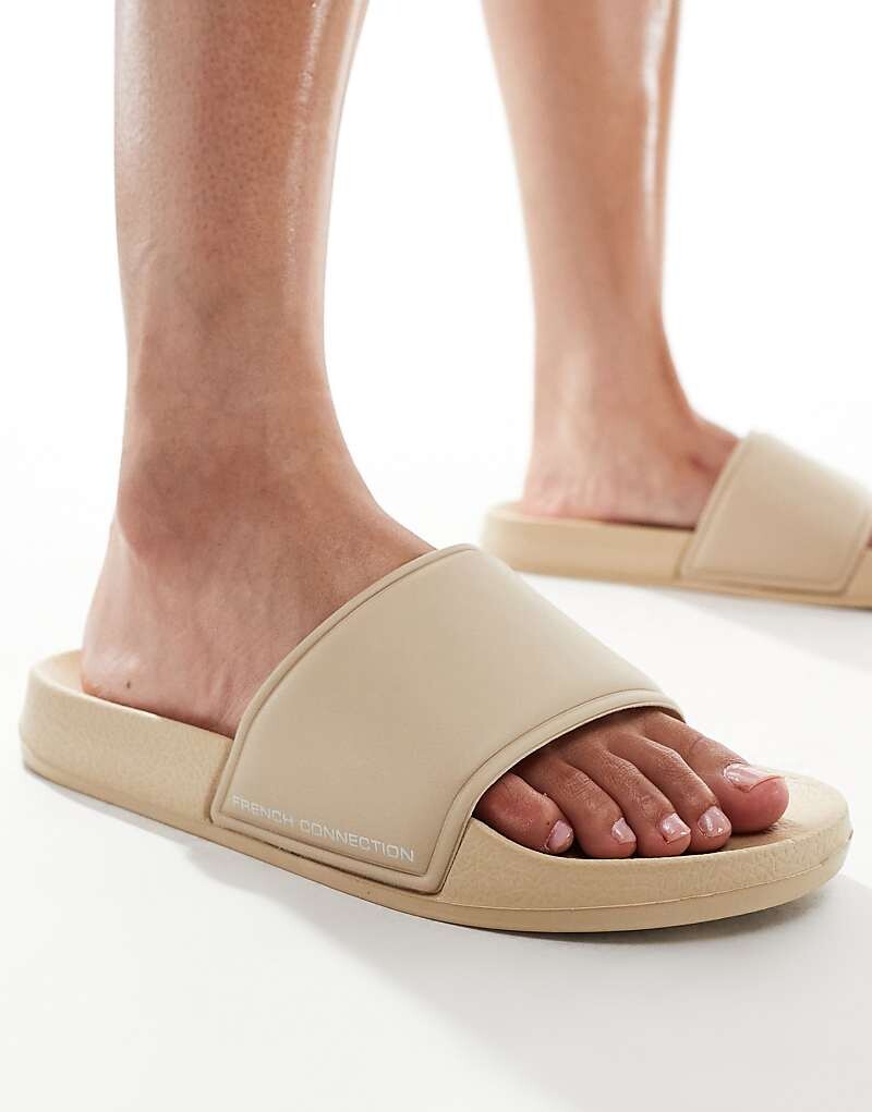 

French Connection – Голубые шлепанцы с логотипом