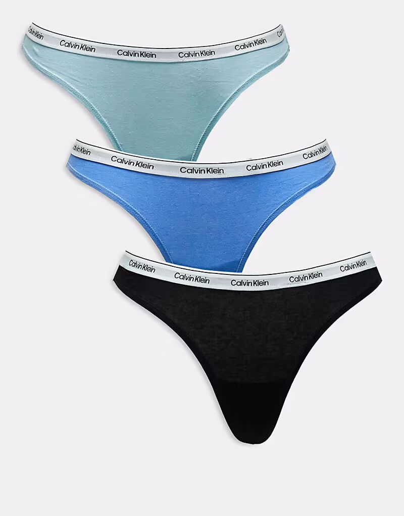 

Трусики-стринги Calvin Klein Modern Logo, 3 пары, цвет синий/черный