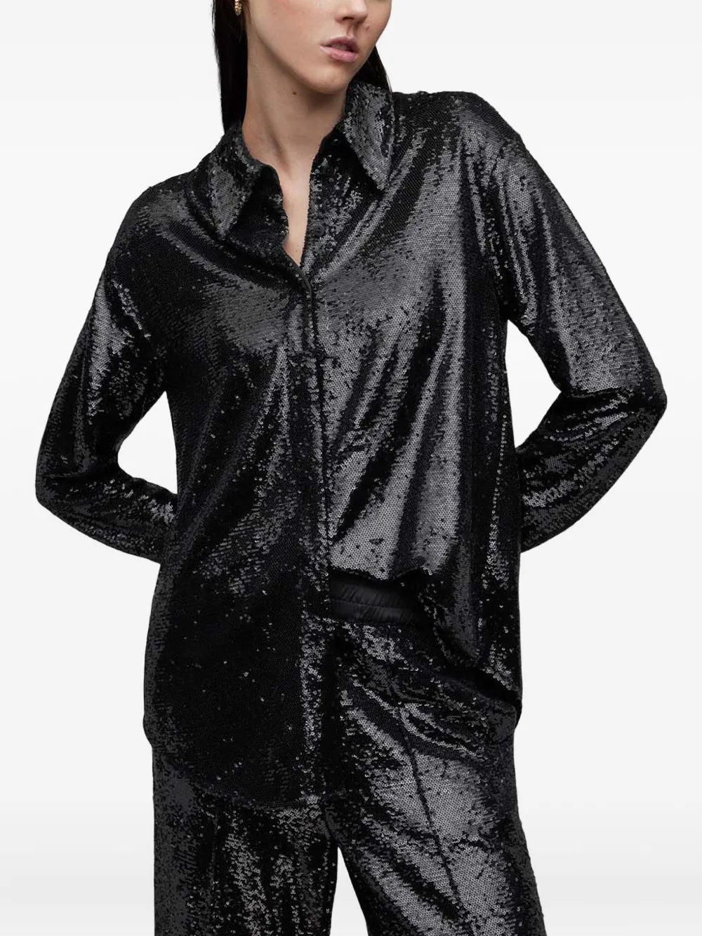 

Рубашка Charli, украшенная пайетками AllSaints, черный