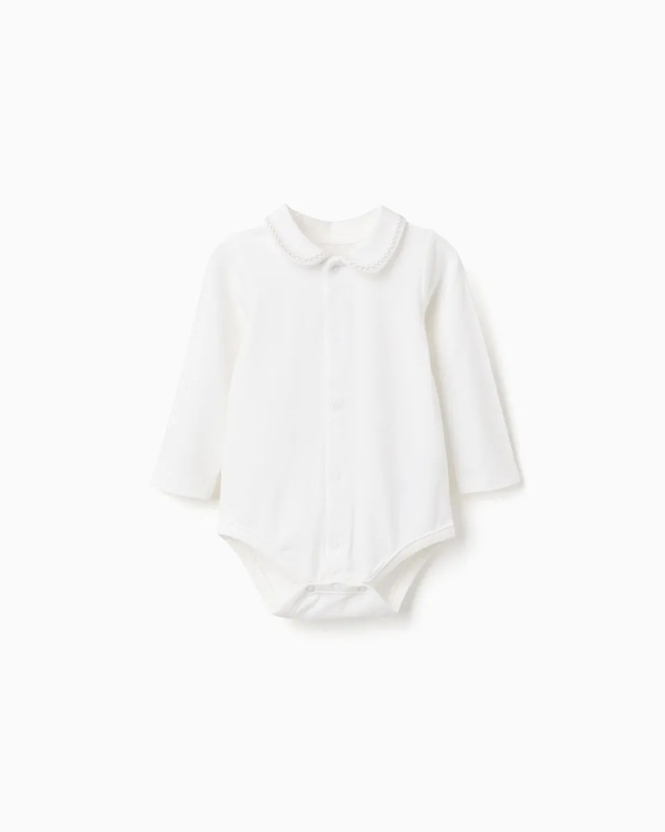 

Боди для мальчика с воротником Питер Пэн и вышивкой Zippy, белый