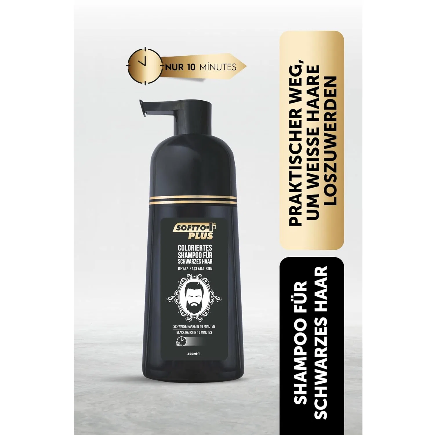 Шампунь Softto+ Plus Black Hair для закрашивания седины за 10 минут Softto+Plus — фото 3