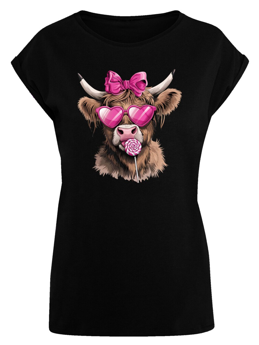 

Рубашка F4NT4STIC Highland Cow Valentinstag Sonnenbrille, черный