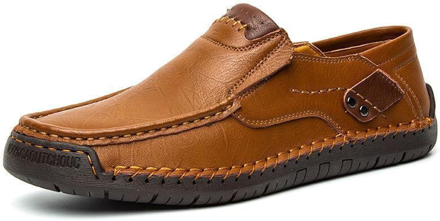 

Мужские ретро лоферы с ручной прошивкой, мягкой подошвой, модные, комфортные, дышащие, противоскользящие Vannida, светло-коричневый