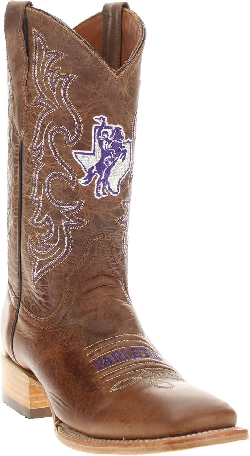 

Мужские ковбойские сапоги Vaccari Luke из натуральной кожи с вышивкой NCAA, широким квадратным носком, 9 Tarleton State Texans