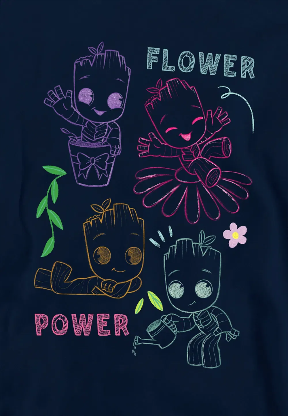 Детская худи Groot Sketch Flowers, Marvel, темно-синий — фото 2