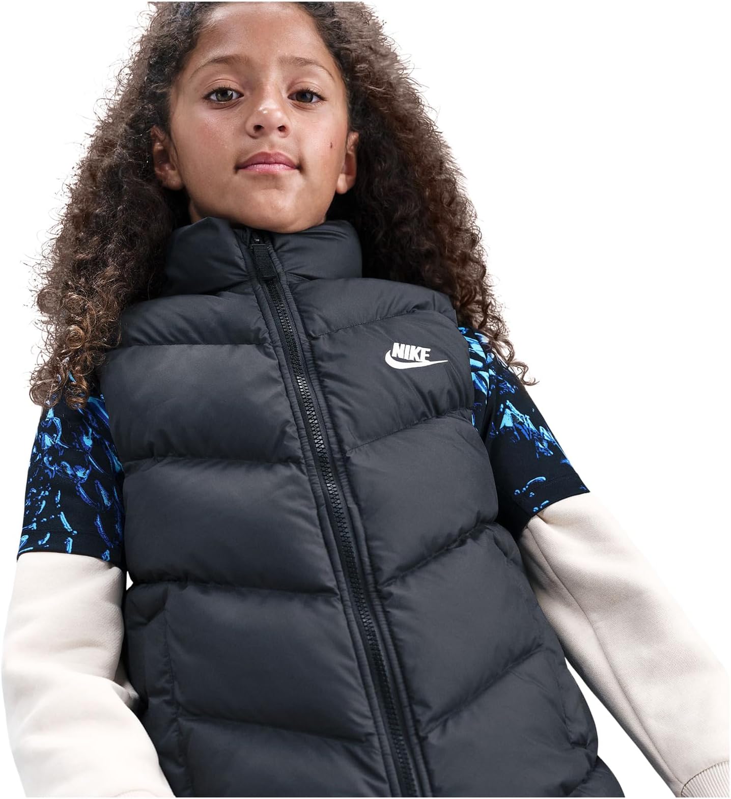 Спортивный жилет-пуховик Therma-FIT свободного кроя для игр на весь день Nike Kids, Black/White — фото 3
