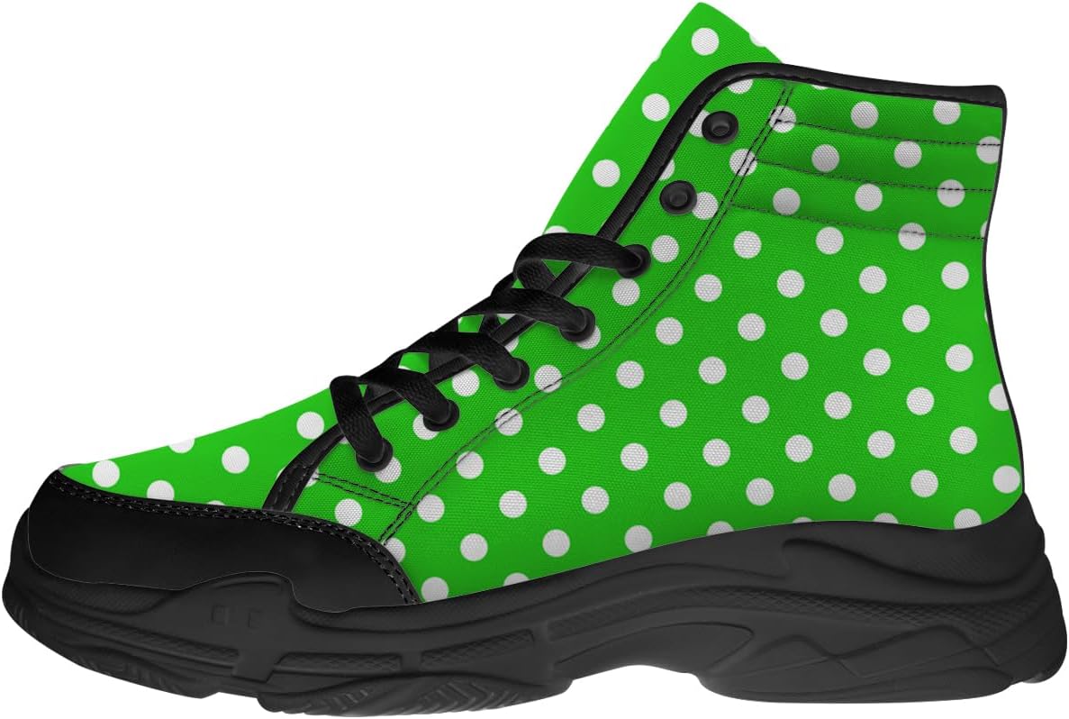 

Кроссовки Quorax с горошком для женщин, высокие сникерсы, текстильные на шнуровке, подарок для нее и для него, черный/зеленый