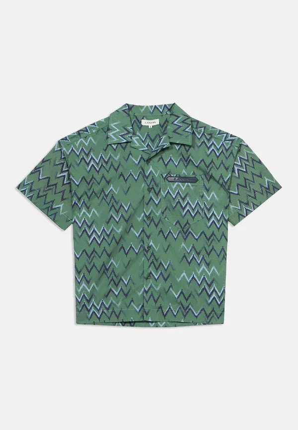 Блузка унисекс с коротким рукавом и пуговицами Lanvin, Green/Blue — фото 3