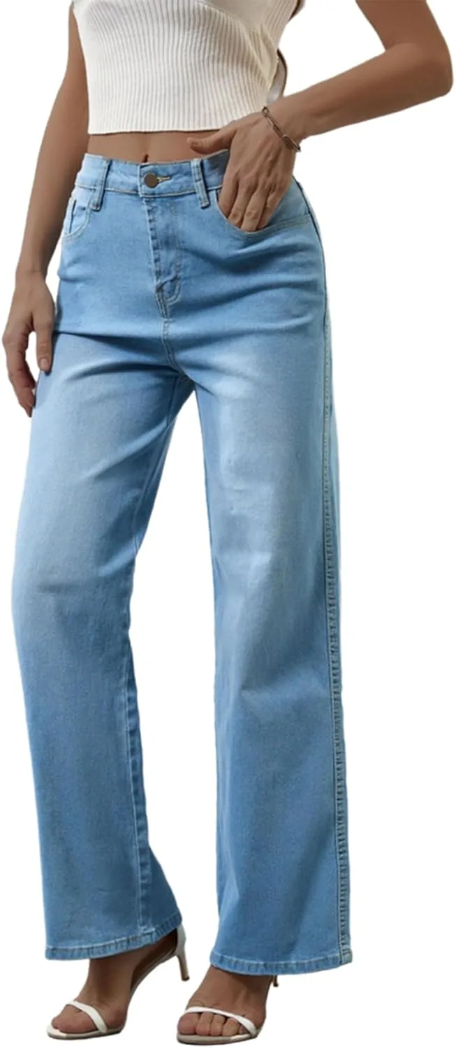 

Женские джинсы Casual High Waist Straight Loose Boyfriend Wide Leg cffvdiz