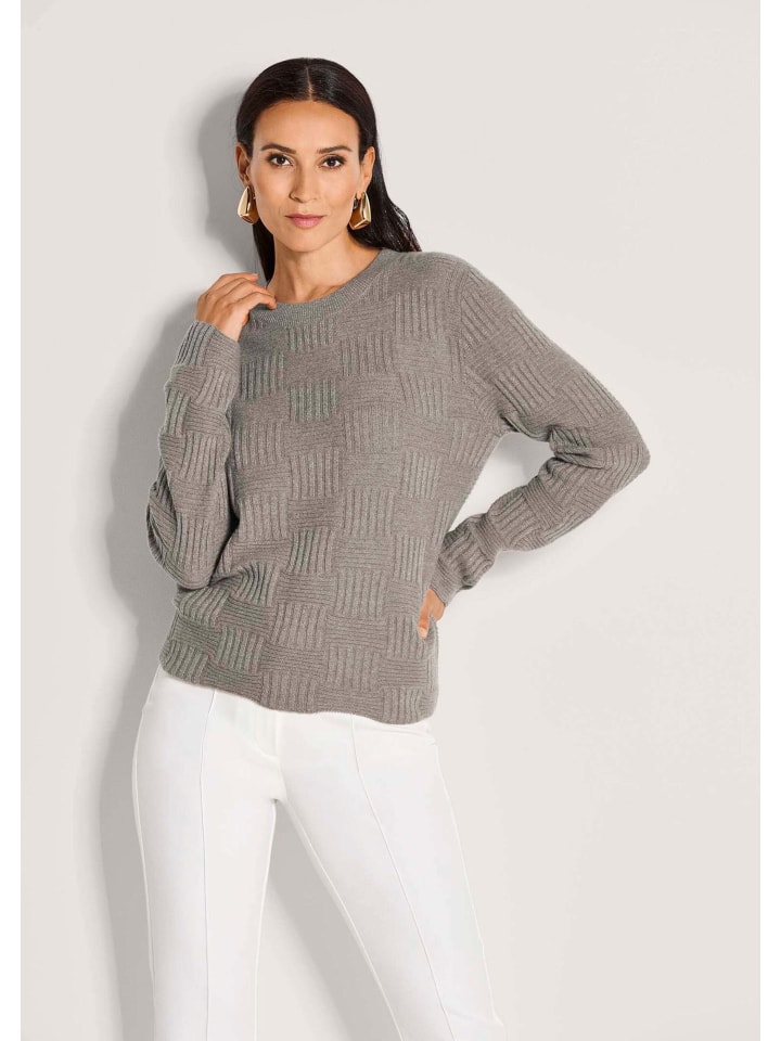 

MADELEINE Элегантный вязаный свитер с круглым вырезом цвета капучино/серебристый