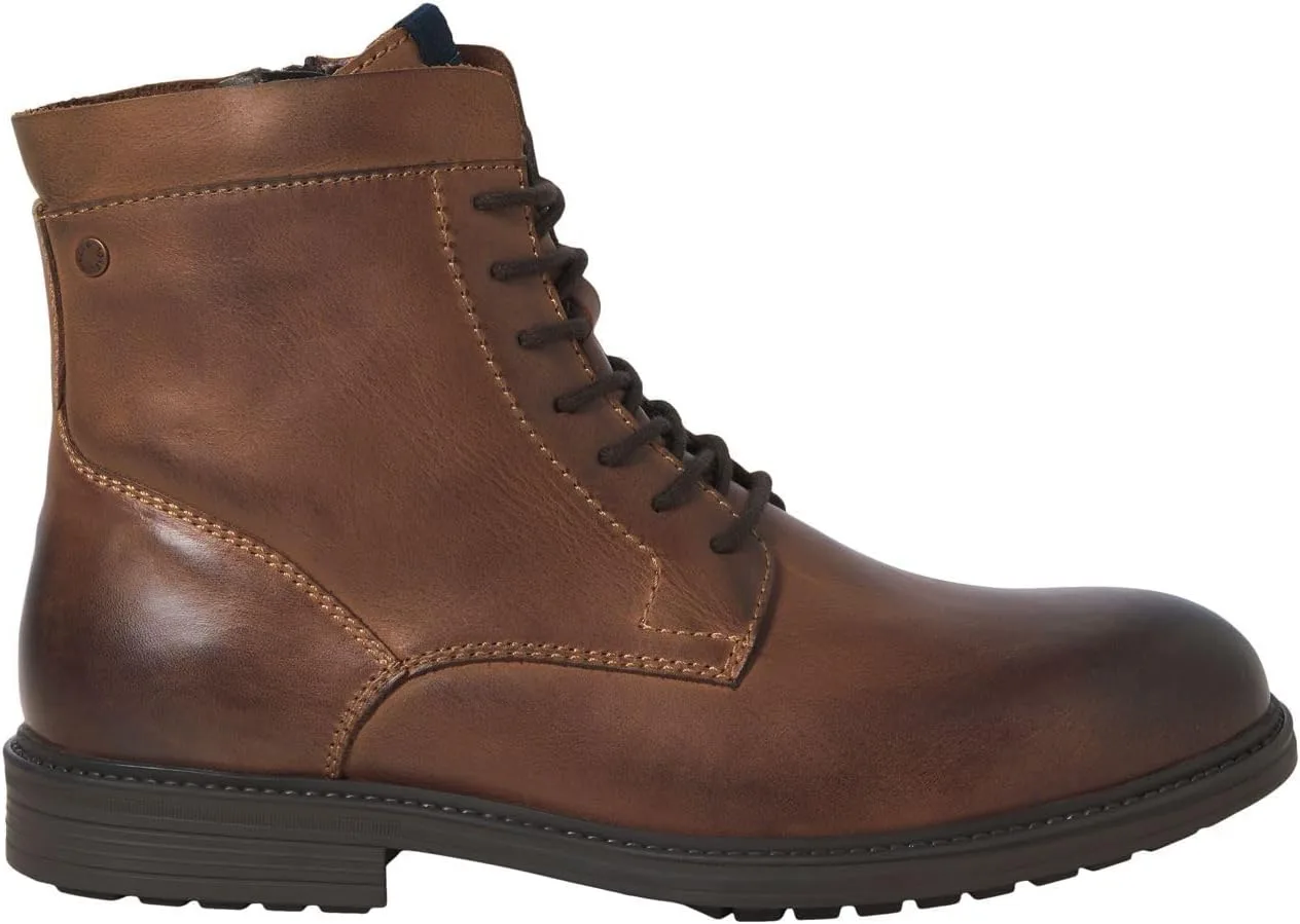 Мужские кожаные ботинки Jack & Jones Jfwdelaney (1 шт. в упаковке), коньячный — фото 3