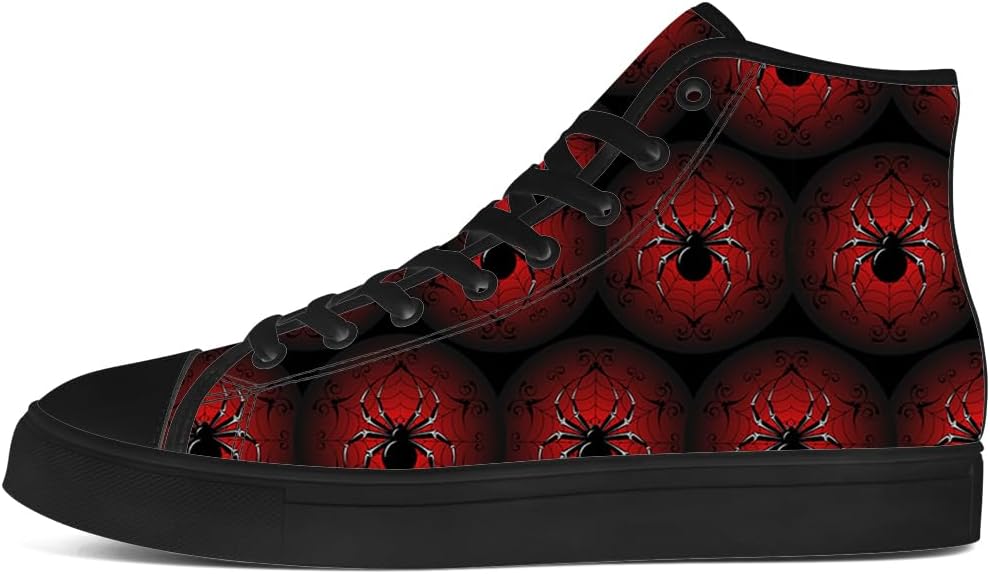 Кеды на высокой платформе chebing Spider Web из холщовой ткани для мужчин и женщин, высокие кроссовки на шнуровке, повседневная обувь, подарок для парня или девушки, черный — фото 3