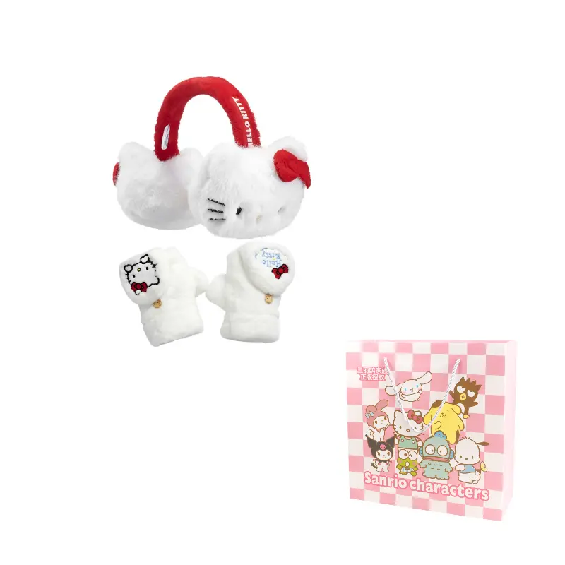 

Sanrio Полиэстеровые вязаные перчатки женские, Hello Kitty Glove+Earmuff
