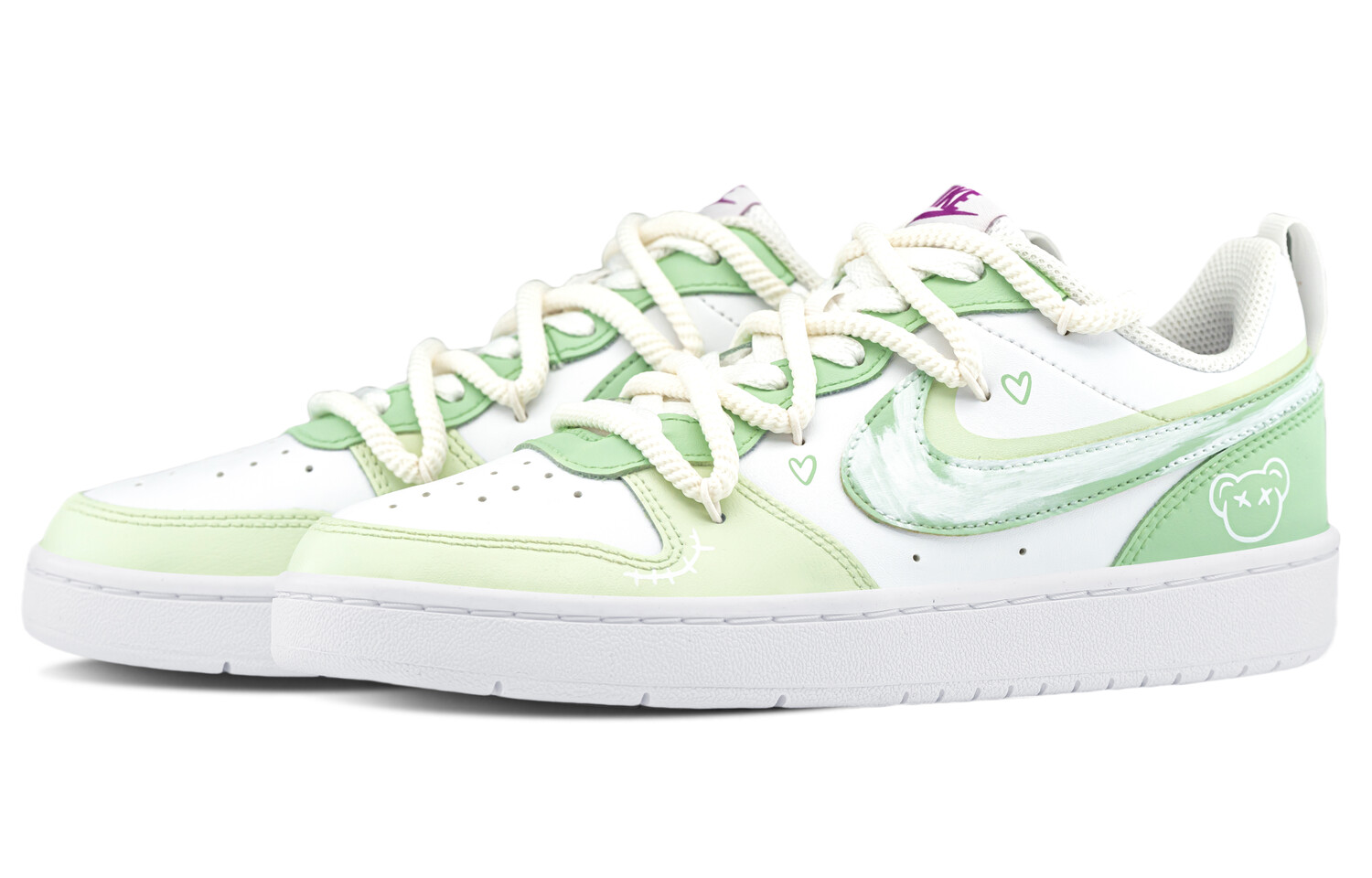 

Кроссовки Nike Court Borough Skateboard Shoes Women's Low-Top White, Зеленый, Кроссовки Nike Court Borough Skateboard Shoes Women's Low-Top White
