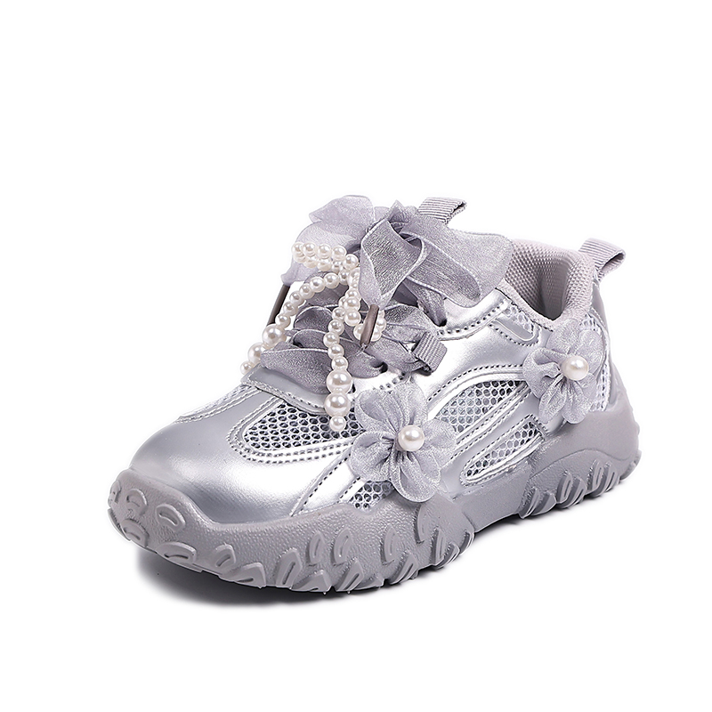 

Нескользящие, износостойкие, дышащие низкие детские кроссовки для повседневной носки RHOBESAM, серебряный