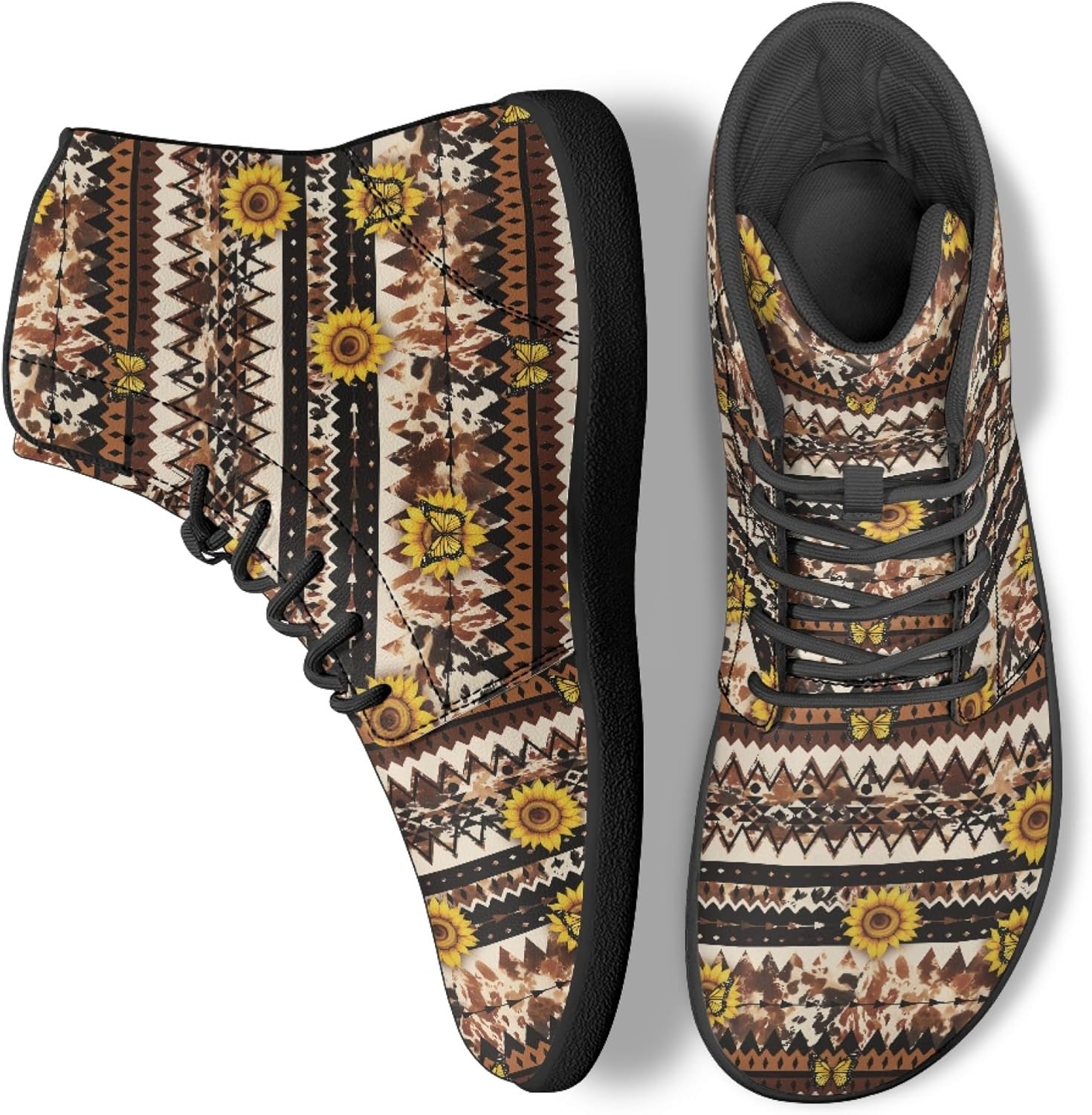 

Персонализированные кроссовки с принтом для мужчин и женщин, из искусственной кожи, высокие, босоножки Arleeorkee, коричневый