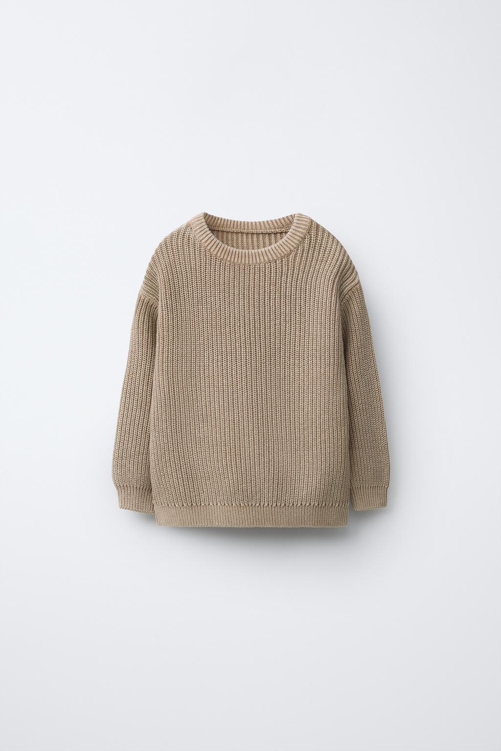 

Вязаный свитер с эффектом выцветания ZARA, кэмел