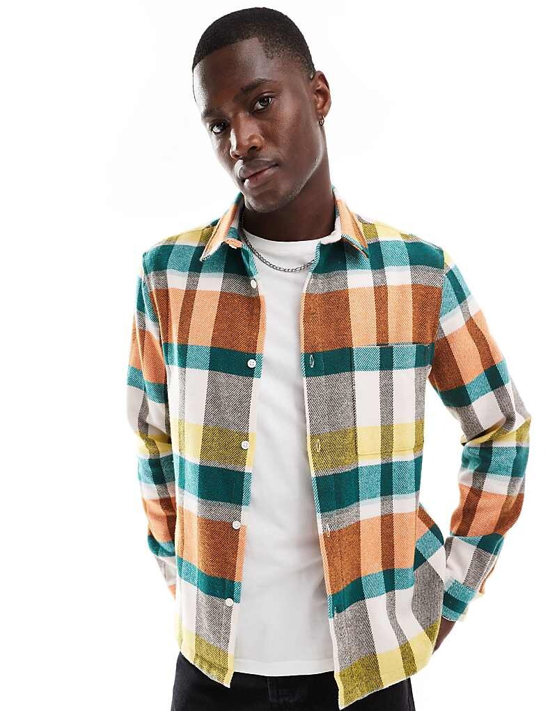 

ASOS DESIGN — рубашка из матовой фланели в радужную клетку