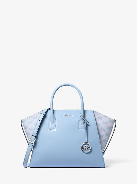 

Большая кожаная жаккардовая сумка Avril с логотипом Michael Kors, синий