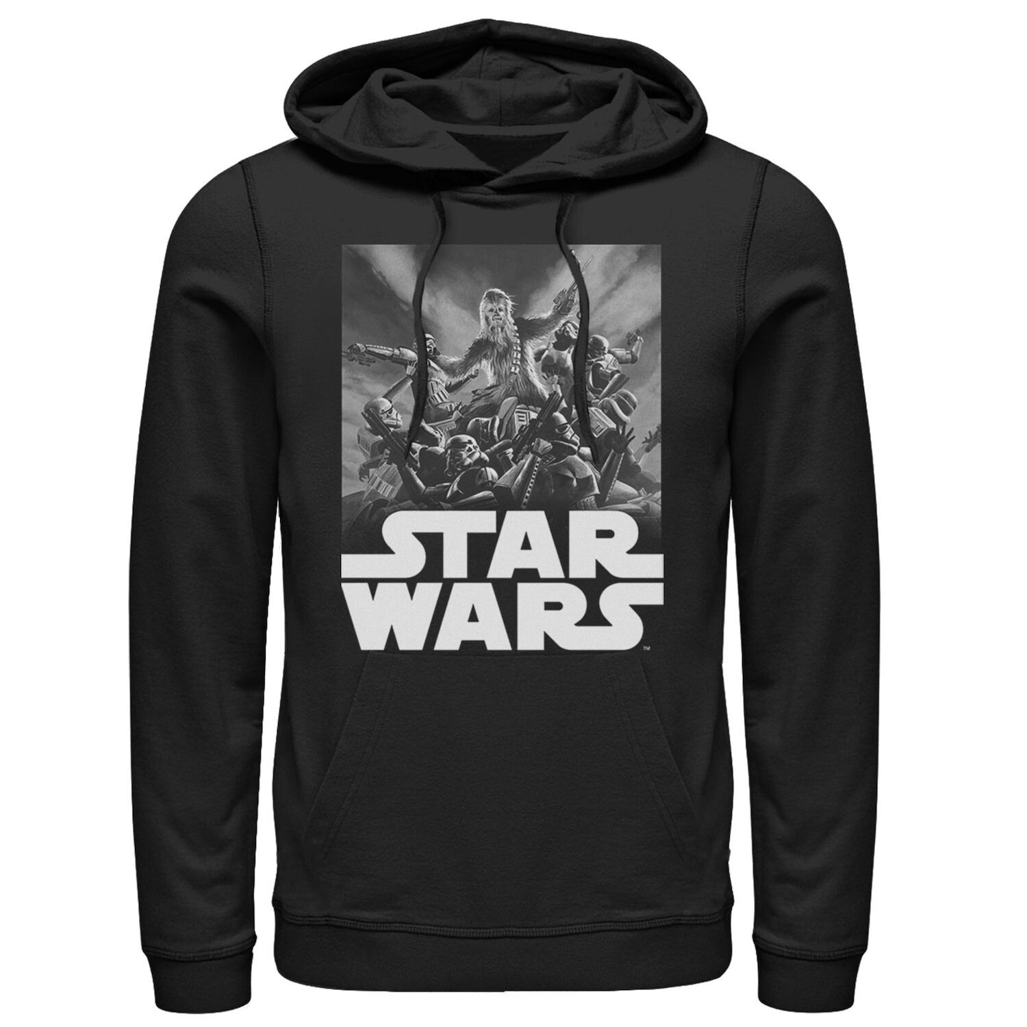 

Мужская черно-белая толстовка с постером Чубакки Star Wars, Черный, Мужская черно-белая толстовка с постером Чубакки Star Wars