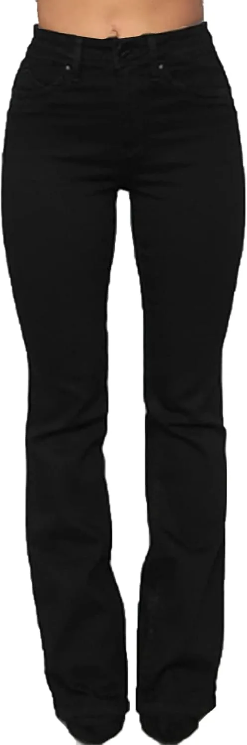 

Женские джинсы-клеш с эластичным поясом и молнией DGHM-JLMY