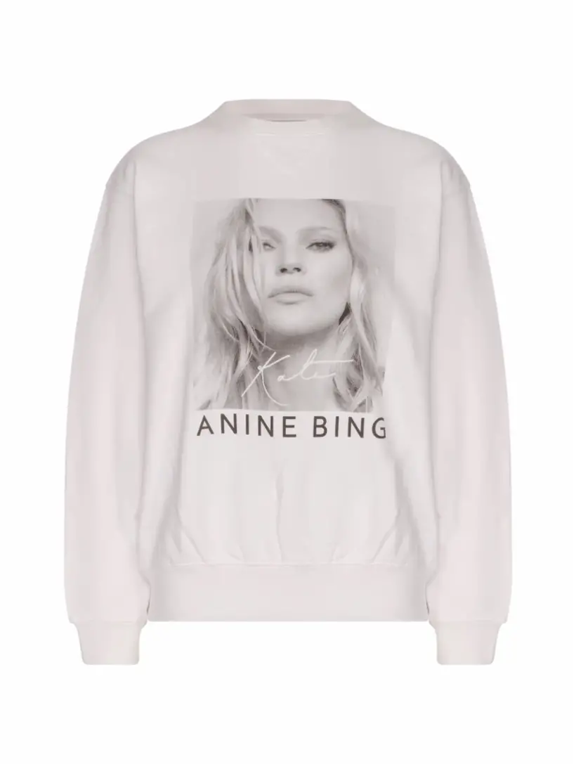 

Хлопковый свитшот с принтом Anine Bing, белый