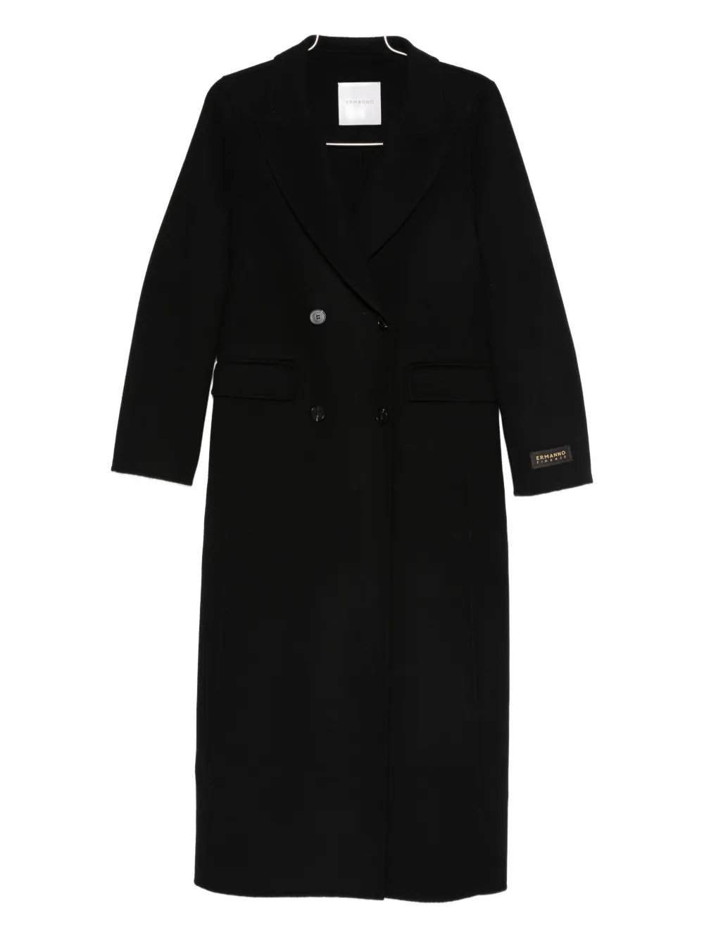 

Двубортное пальто с нашивкой-логотипом Ermanno Firenze, черный