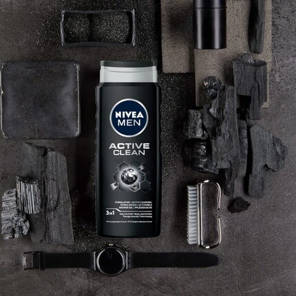 Мужской активный чистый гель для душа 500мл, Nivea — фото 2
