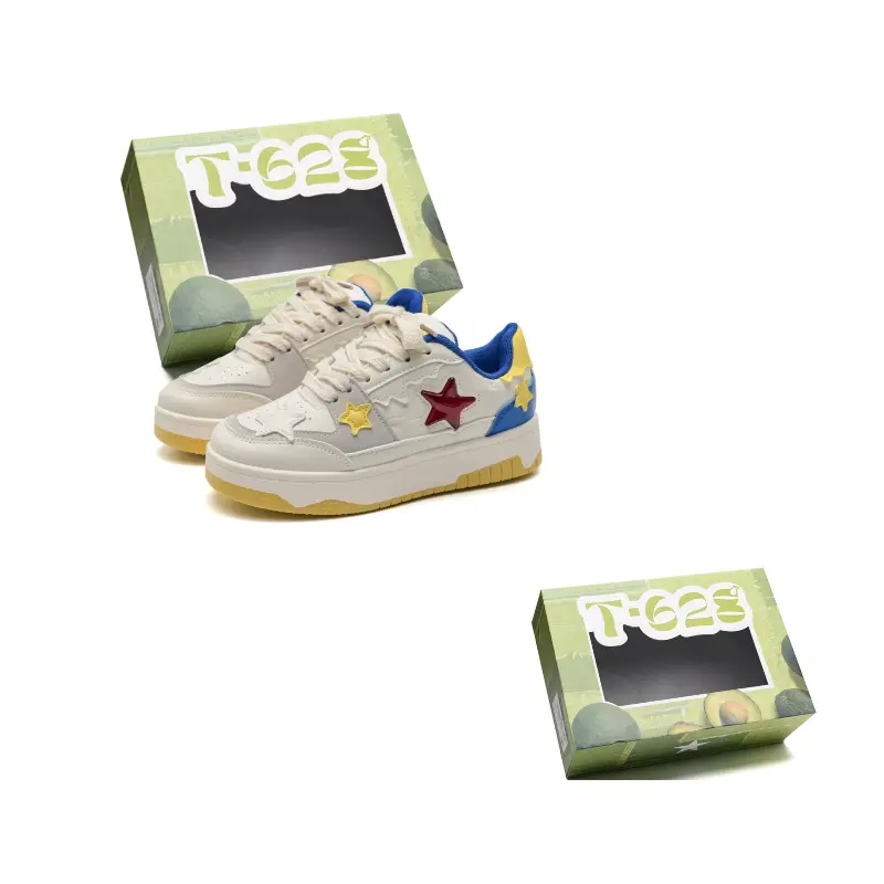 

T628 Звездчатые пухлые кроссовки противоскользящие износостойкие легкие низкие унисекс бокс бежево-голубые, цвет Beige Blue