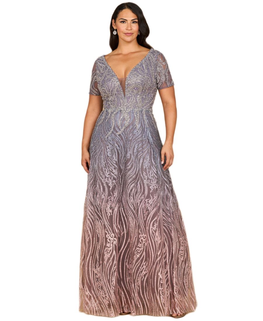 

Женское платье 28961 - бальное платье с короткими рукавами, V-образным вырезом и бисером Lara, Multi