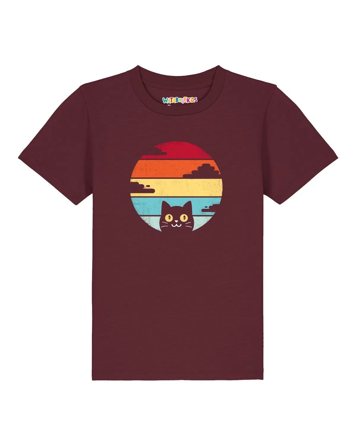 Футболка 'Retro Sunset Cat' Watabout.Kids, Bordeaux