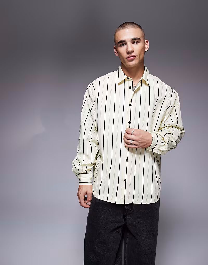 

Рубашка свободного кроя в полоску желтого цвета от ASOS DESIGN