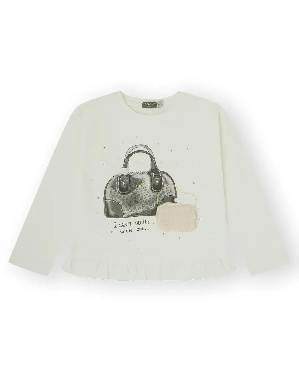 

Белая футболка для девочки с рюшами Canada House