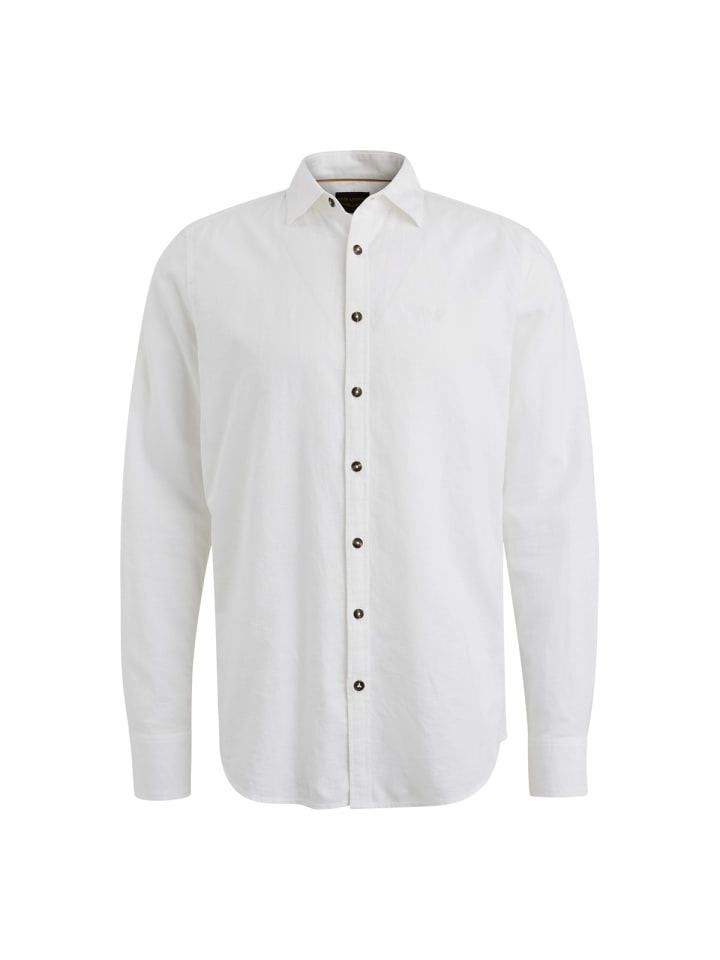 

PME Legend Рубашка из хлопка и льна, двухцветная, ярко-белого цвета