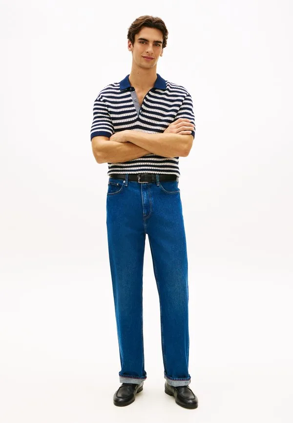 Стильная повседневная рубашка поло свободного кроя из трикотажа Tommy Hilfiger, Navy Iris/White — фото 2