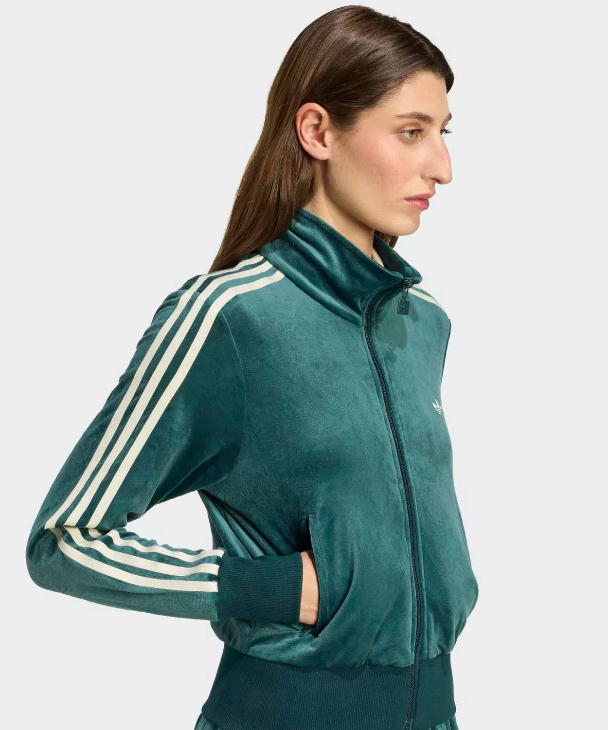 Трек-топ adidas Originals x Liberty London из бархата, зеленый — фото 4