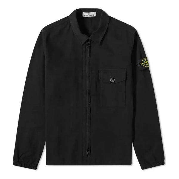 

Куртка garment dyed zip shirt overshirt 'black' Stone Island, черный