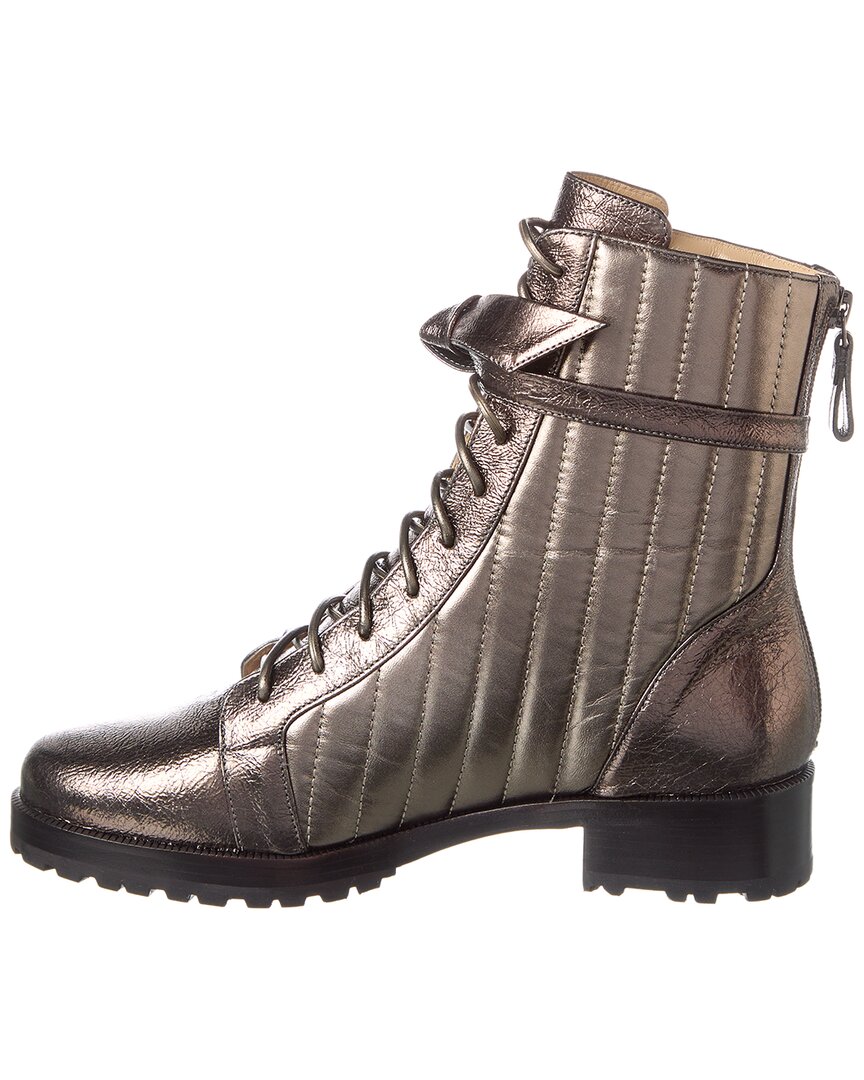 Alexandre Birman Clarita стеганые кожаные военные ботинки, серебряный — фото 2