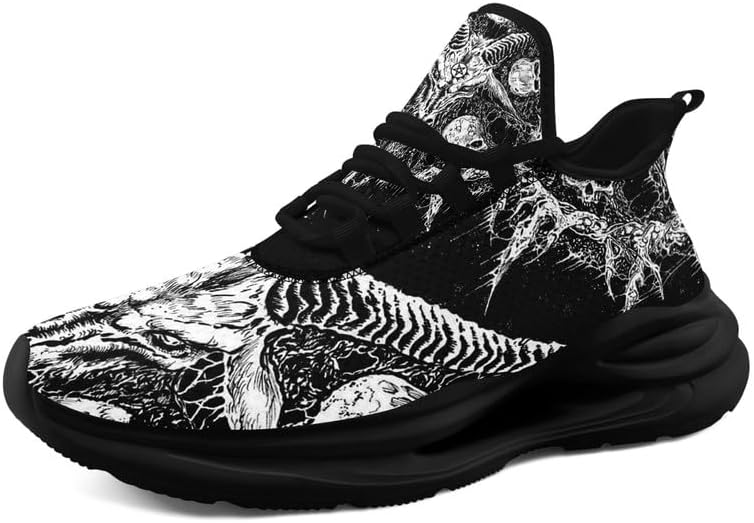 

Готические кроссовки для мужчин и женщин, спортивная обувь в стиле Дарк Арт с черепом, легкие сетчатые кроссовки, панк-стритвир, беговые кроссовки Awsole, белый/черный
