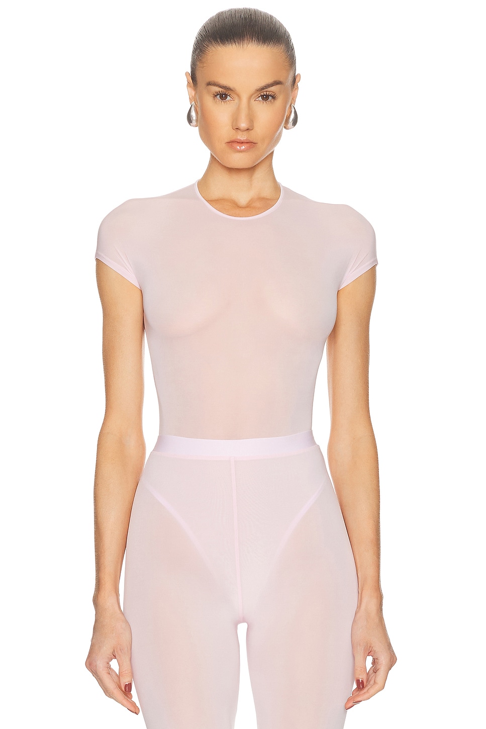 

Облегающий боди с прозрачными рукавами-фонариками Wardrobe.Nyc, Blush