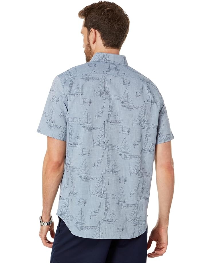 

Рубашка Nautica Printed Chambray Short Sleeve Shirt, цвет Ensign Blue