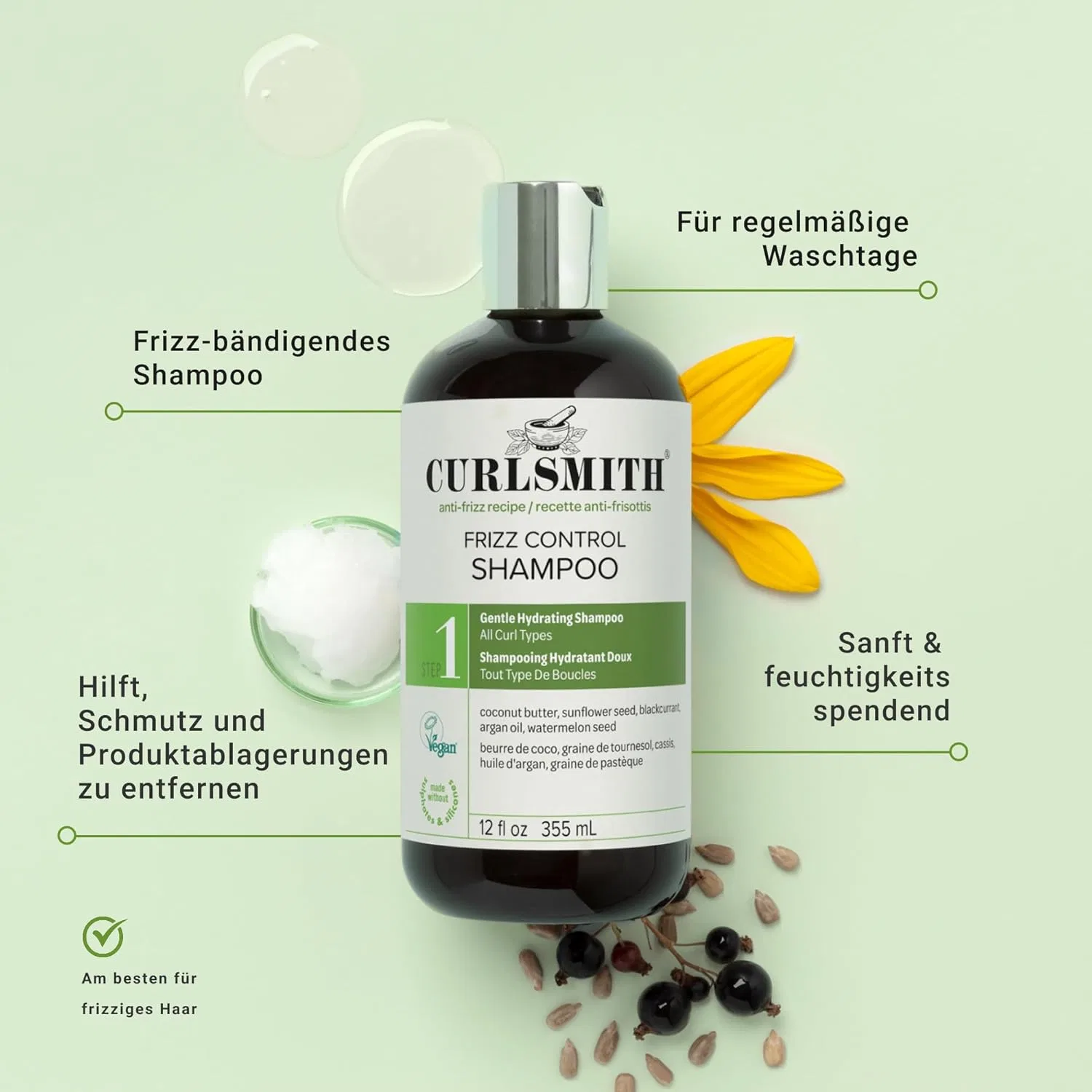 Увлажняющий шампунь против пушистости «Frizz Control Cleanser» от Curlsmith, 355 мл Curlsmith — фото 3