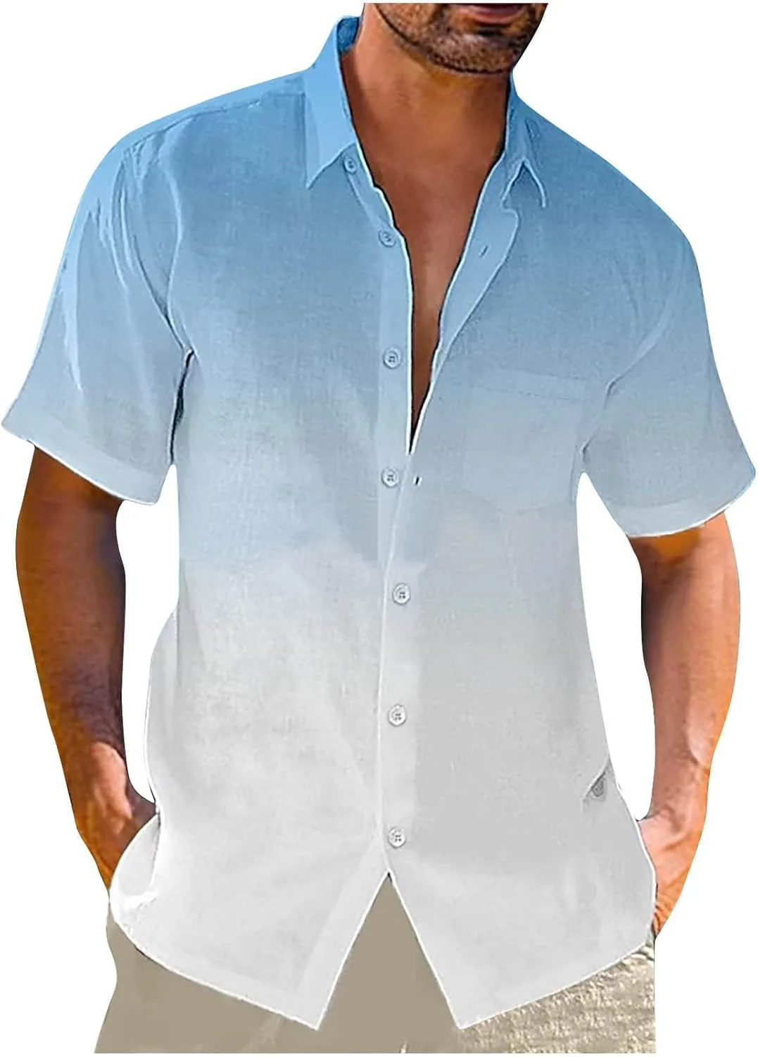 

Мужская рубашка с градиентом, короткий рукав, летняя, гавайская YSERB